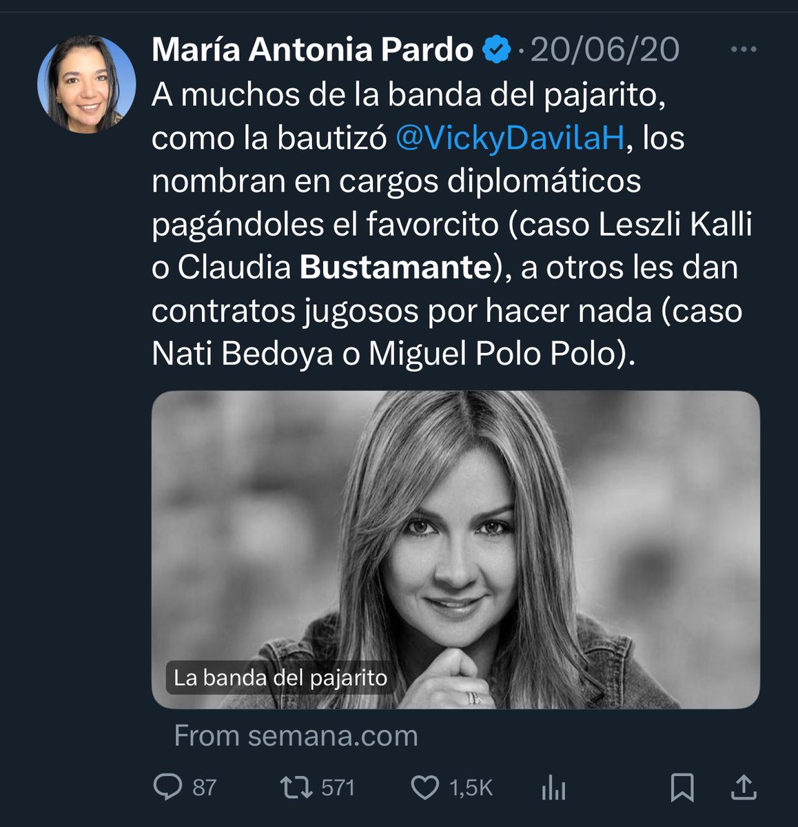 Felicitaciones a la nueva cónsul en Chile, María Antonia Pardo, por ser todo lo que criticaba antes.