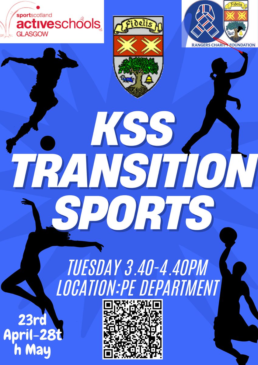 ASGKnightswood's tweet photo. 📍 KSS TRANSITION CLUB 📍

Commencing next week please share!!QR signup code below 😁👇.

@KnightswoodSec @pe_knightswood @ClydePrimary @Blairdardiepri @scotstoun @BankheadGCC @KnightswoodP @PEPASSGlasgow https://t.co/LIRlpqMpNe