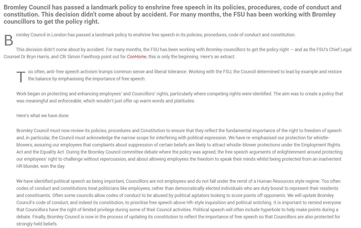 Staff in #Norfolk councils can & have been disciplined and harrassed for expressing ordinary views on women's rights & child #safeguarding.  

So we're looking at @LBofBromley's new policy to embed #FreeSpeech in its policies, procedures, code of conduct & constitution.
