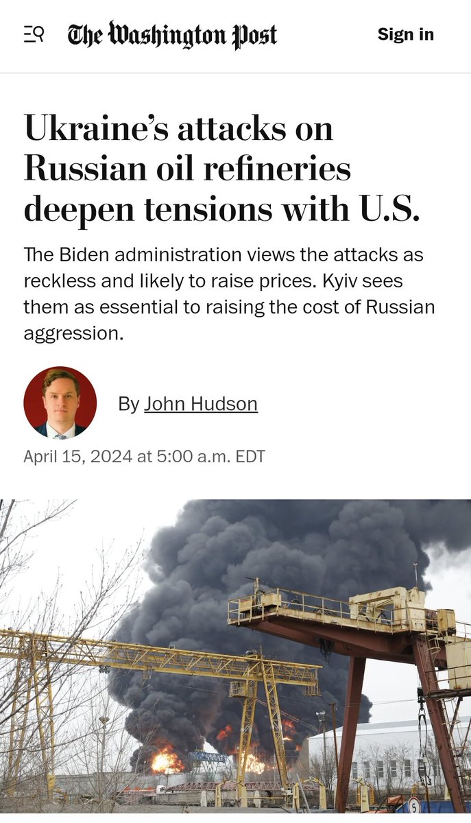 USA tyytymätön Ukrainan iskuihin venäläisiin jalostamoihin - Washington Post Amerikkalaisten virkamiesten mukaan energian hinnannousu voi heikentää länsimaiden tukea Ukrainalle. USA pelkää, että bensan hinnannousu voisi vaikuttaa kielteisesti Bidenin arvostukseen ennen vaaleja
