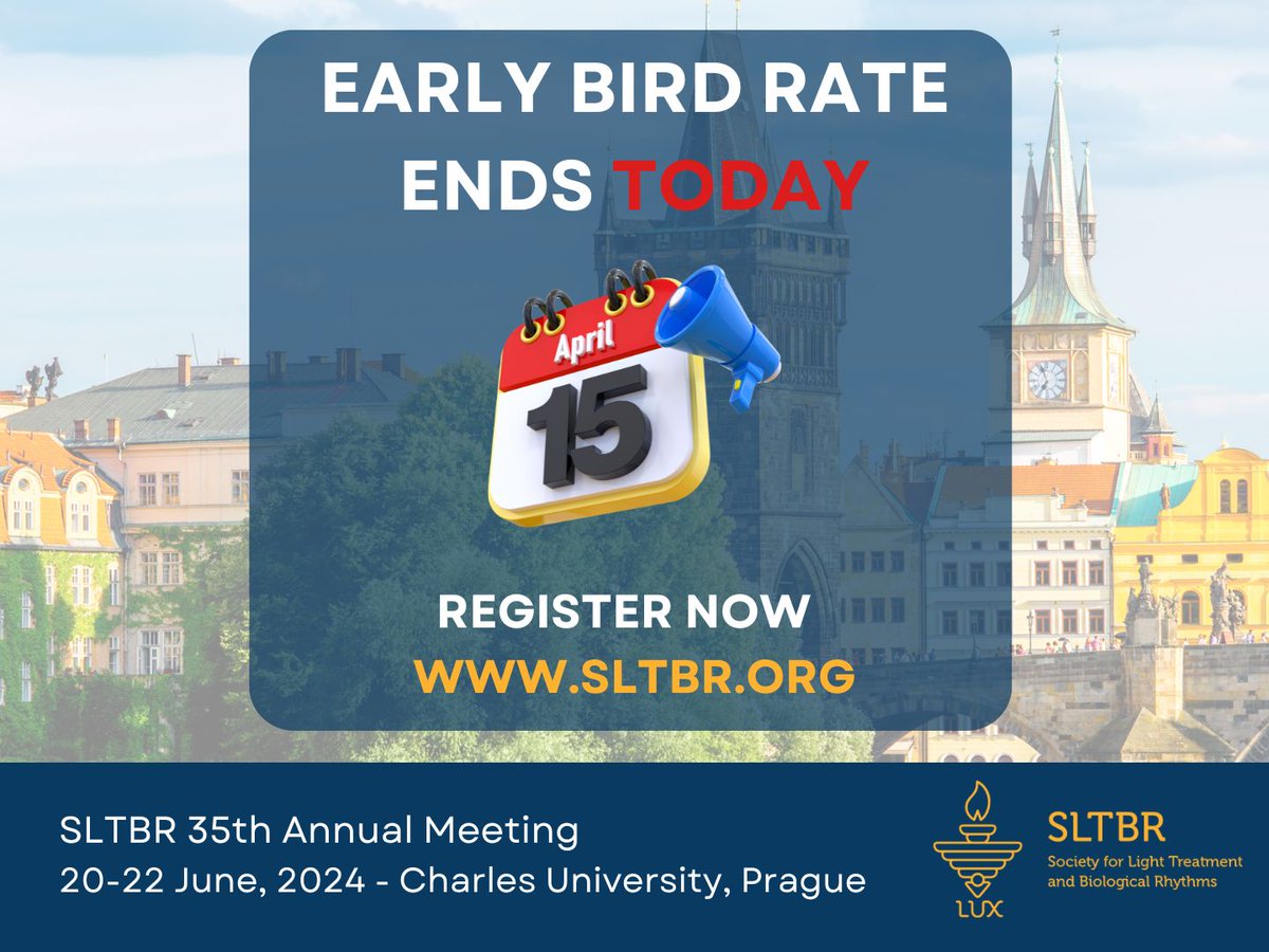 📣 Last Call! Early bird registration for the 35th Annual Meeting ends today! Don't miss out on the exciting scientific program and the chance to delve into innovative research, insightful discussions, and inspiring presentations in Prague! Hurry to: sltbr.org