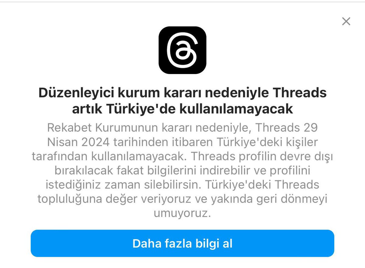 META’nın sosyal paylaşım platformu Threads, Rekabet Kurumunun kararı ile Türkiye’de kullanılamayacak.