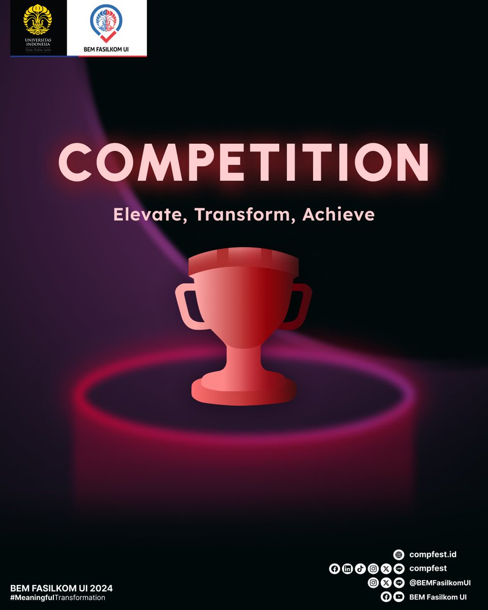 COMPFEST's tweet photo. Competition hadir dengan berbagai acara, termasuk Competitive Programming Contest, AI Innovation Challenge, Capture The Flag, Indie Game Ignite, Business-IT Case, Data Analytics Dash. Asah keterampilanmu disini.

@COMPFEST
https://t.co/Ur6bLk8lGW
#ExpandTheHorizon
#COMPFEST16 https://t.co/okVfg5xiVe