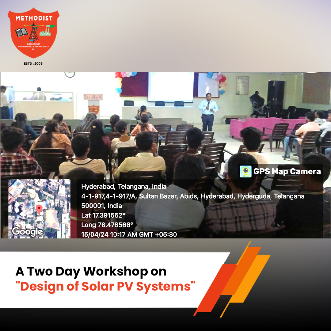 MCETHyderabad's tweet photo. A two-day workshop on Design of Solar PV Systems is being organized by the Department of EEE on April 15th and 16th, 2024 for second-year and third-year BE, EEE students.

#MCET #EEEWorkshop #SolarPVDesign #RenewableEnergy #EngineeringEducation #EEESkills #GreenEnergy #BEStudents https://t.co/fB1qfDDRJ5