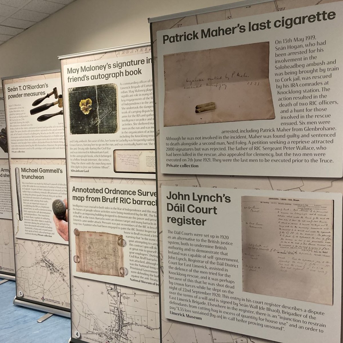 Our pop-up #exhibition on objects of the Revolution in East Limerick is now at #Cappamore Library until mid-May. This project is being undertaken by @ucdarchaeology in collaboration with @AbartaGuides through the @IrishResearch COALESCE fund. @NationalMons @HeritageHubIRE