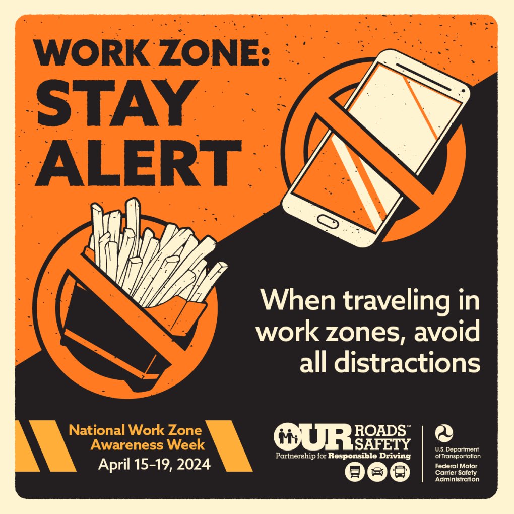 Keep your focus on #OurRoads, especially when driving through work zones. Arrive safely this #NWZAW.