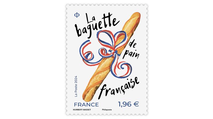 France’s La Poste honors the artisan baguette with new stamp. bit.ly/4aSEOE9 #LinnsStampNews