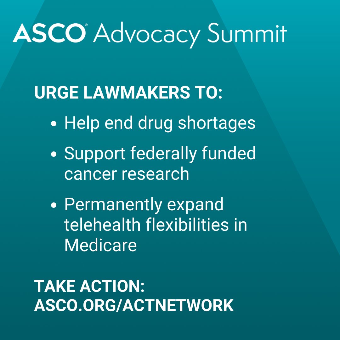 The 2024 #ASCOAdvocacySummit Week of Action starts today! Join us virtually to support our 3 asks: ➡️Help end #drugshortages ➡️Support federally funded cancer research ➡️Permanently expand telehealth in Medicare Take action here: brnw.ch/21wIP89