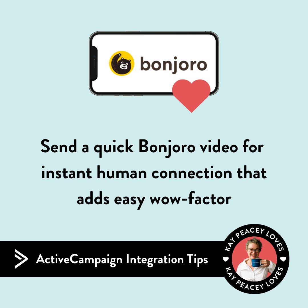 Slick_Biz's tweet photo. Are YOU using @bonjoroapp?

🤝 fast human connection
📹 personal video in 30 seconds
🎉 integrates with @ActiveCampaign

Grab a free plan or drop a 🐻 if you're already in.

https://t.co/tUEEiTqHOQ

#ActiveCampaignQueen #ActiveCampaign #MarketingAutomation https://t.co/gdbF0g8RBh