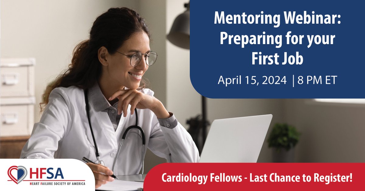 Calling all grads 🎓 Join us TONIGHT at 8 PM ET for the HFSA Mentoring Webinar to help you prepare for your career in heart failure! Register now, it's FREE for HF providers: hfsa.org/event/hfsa-men…
