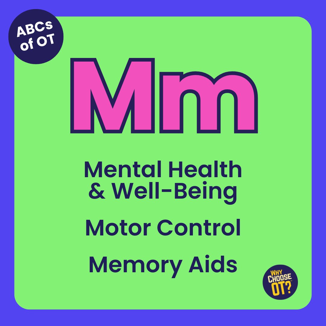 🎉 Keeping the Occupational Therapy Month celebration thriving! Join us as we explore the wonderful world of OT through @shannenmarie_ot’s #ABCsofOT challenge! 🌟 Today, let's spotlight the letter 'M'! #OccupationalTherapyMonth #WhyChooseOT #OccupationalTherapy #OTMonth