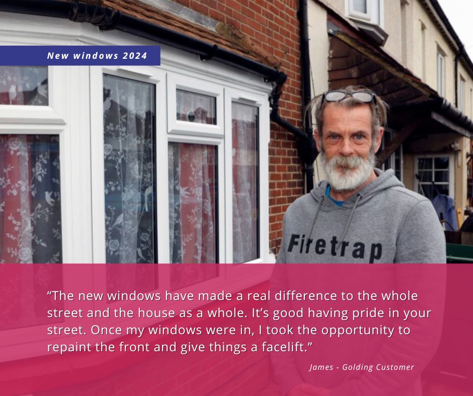 GoldingHomes's tweet image. We’re investing £2.9m a year, over the next five years, to replace windows and doors and improve the energy efficiency and affordability of customers’ homes. We're pleased to get positive feedback from our customers.

#goldinghomes #newwindows #tsms