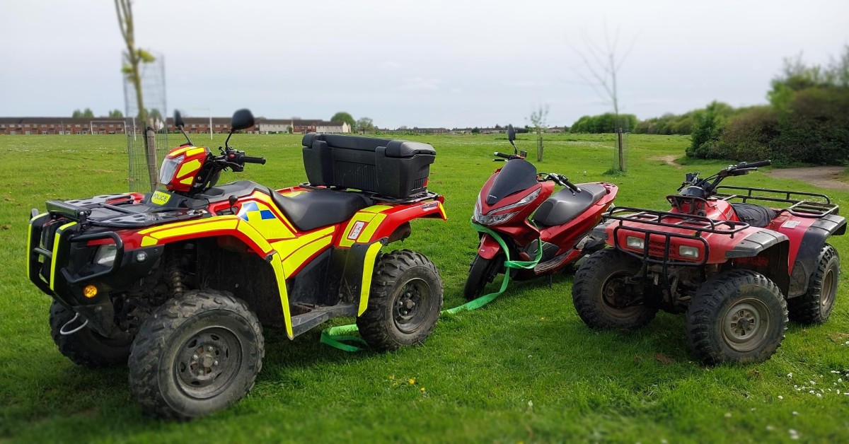 On 14 April, your Community Policing Team conducted Operation Caesar patrols in #StiffordClays and #ChadwellStMarys. The team recovered a Range Rover, stolen from #Grays on 5 April. They also arrested 2 males at Orsett Heath playing fields for thefts of a moped and a quadbike.