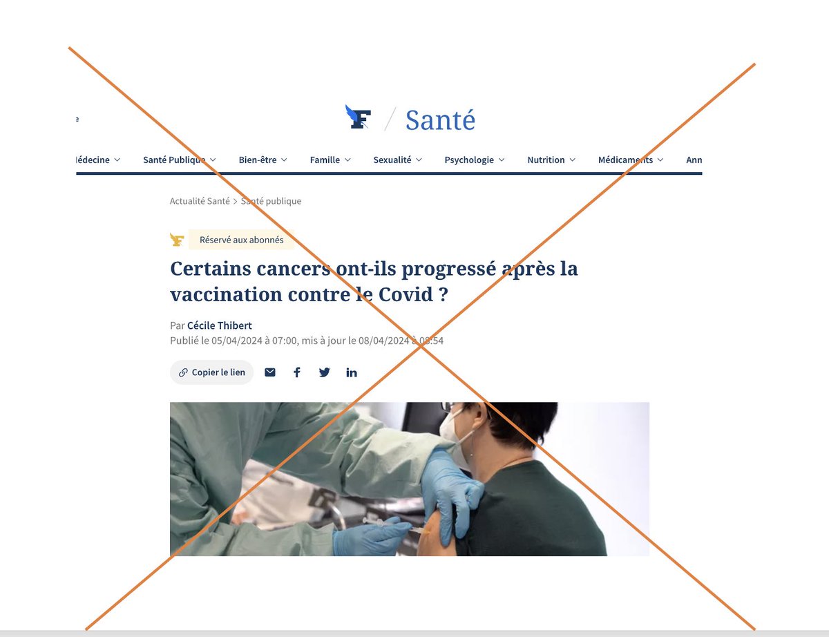 CANCER ET VACCINS
Mise en garde des lecteurs du Figaro, <a href="/LEXPRESS/">L'Express</a> etc dont <a href="/AfpFactuel/">AFP Factuel 🔎</a>: VOUS ÊTES DÉSINFORMÉS

1⃣<a href="/Le_Figaro/">Le Figaro</a>, <a href="/ladepechedumidi/">La Dépêche du Midi</a>, <a href="/lavoixdunord/">La Voix du Nord</a>, ... mentionnent mon livre « Les apprentis sorciers » mais ils ne l'ont jamais lu car sinon ils sauraient que le mot