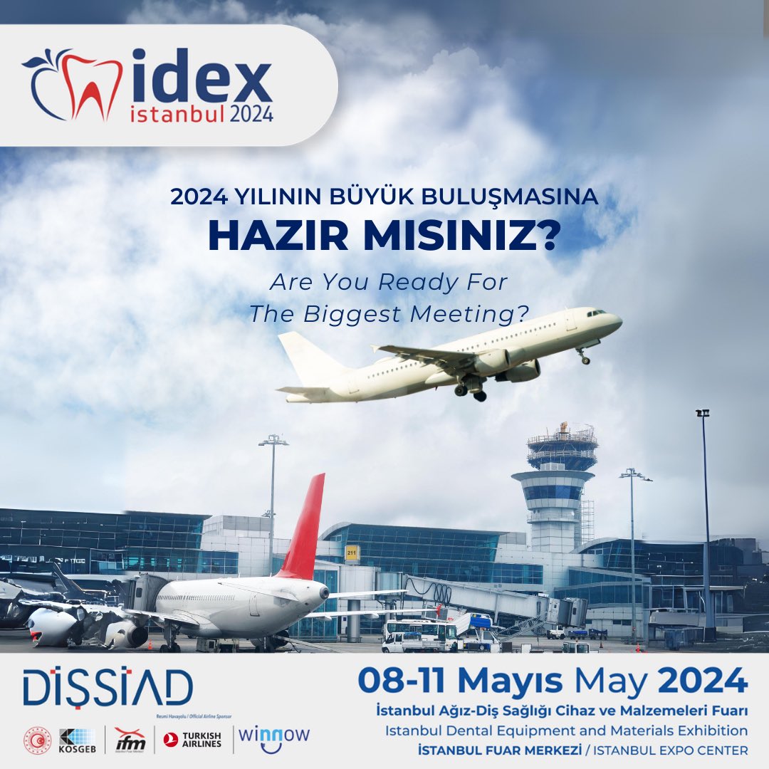 08-11 Mayıs 2024 tarihleri arasında sektörün tüm ihtiyaçları IDEX İstanbul’da bir arada…
Dental sektörünün merkezi olan IDEX İstanbul’u ziyaret etmek için geç kalmadan online biletinizi alın.

📍İstanbul Fuar Merkezi
📌 08 - 11 Mayıs 2024
🎟️ online.idex.org.tr

#idex #8May