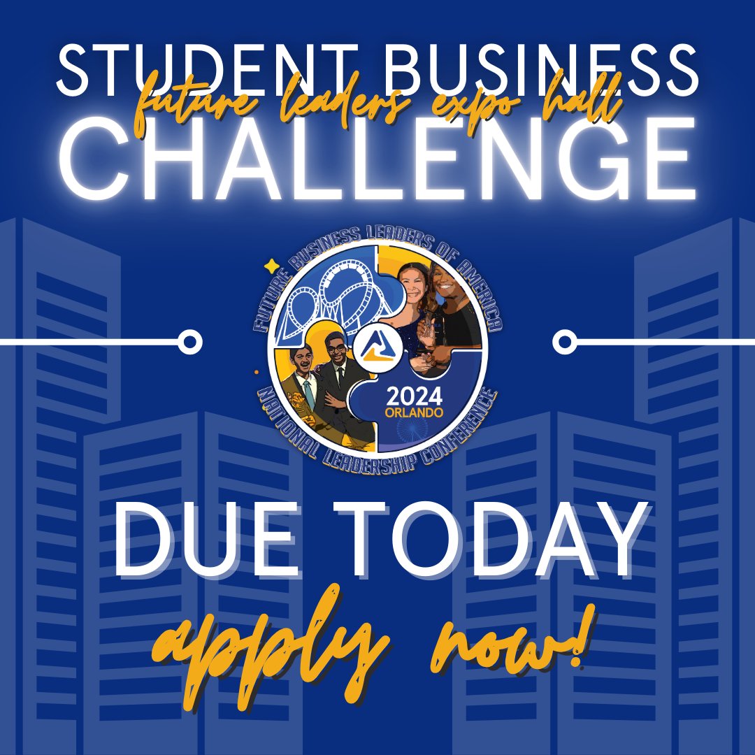 This is your FINAL CHANCE to apply for your business's own booth in the Future Leaders Expo Hall! Applications are due TODAY, so get them in ASAP! #NLC2024 Visit linktr.ee/fbla_national and click 2024 NLC: Student Opportunities to apply.