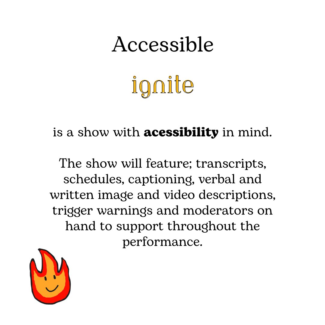 Ignite is available on Zoom and the whole night will be run with accessibility in mind. Read more about what will be featured during the show.