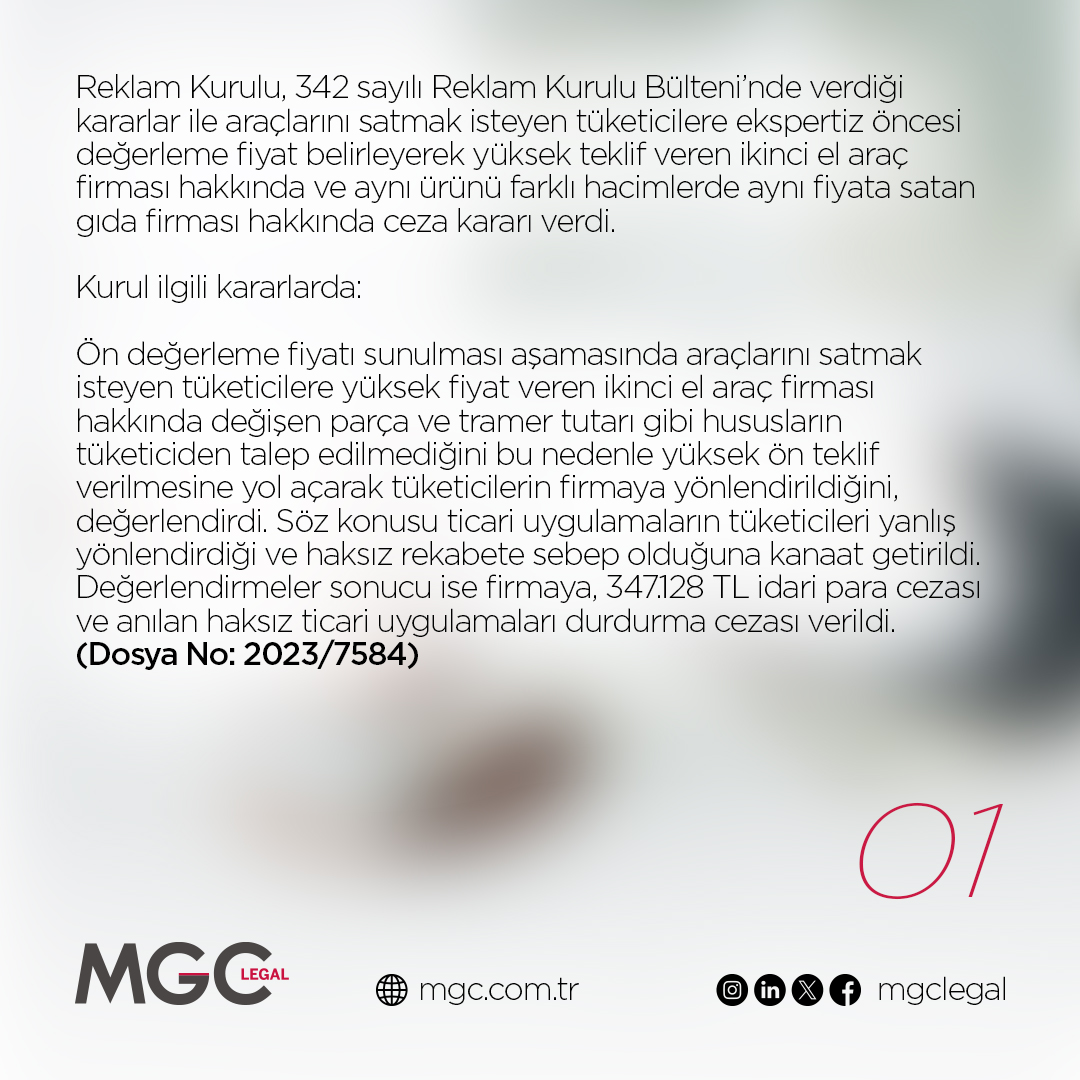 mgc_legal's tweet photo. Reklam Kurulu Önden Yüksek Teklif Vermeye ve Aynı Ürünün Farklı Hacimlerde Olmasına Ceza Verdi https://t.co/KeyJa76JTk