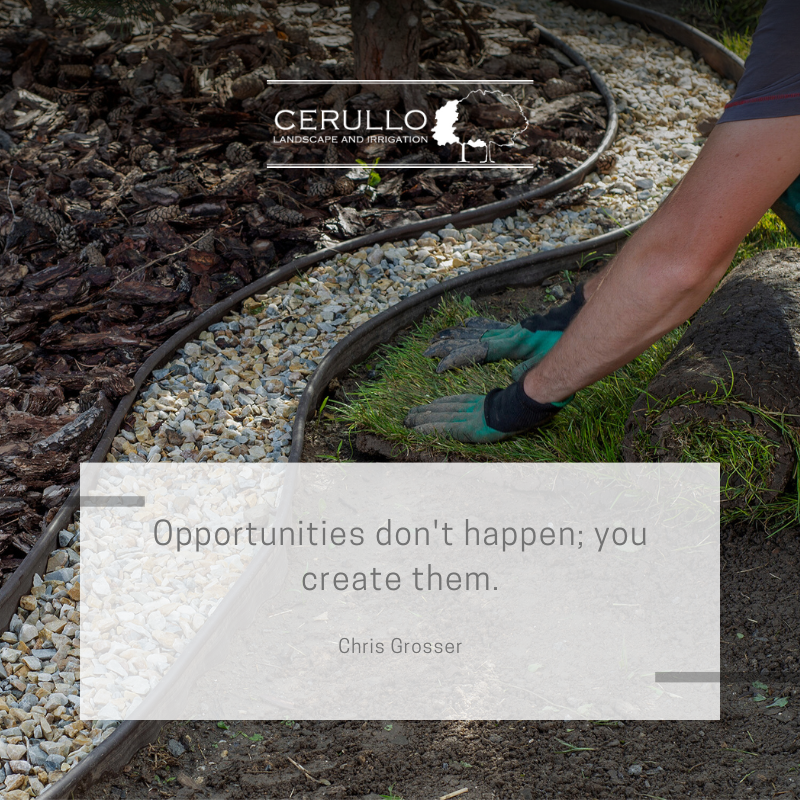 'Opportunities don't happen; you create them.' — Chris Grosser.
.
.
#inspiringquotes #workhard #landscapingpros #landscapingdesign #irrigationsystems #landscaping #NassauCounty #LongBeach #NYC #NY #CerulloLandscape