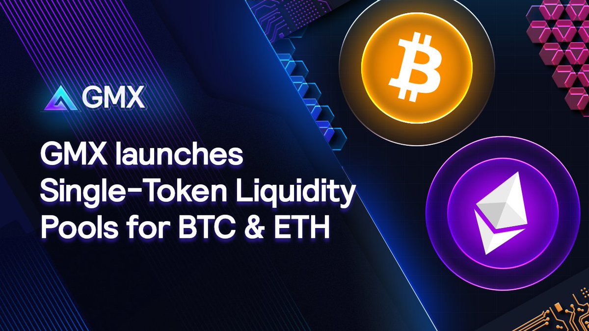 GMX introduces Single-Token Pools, starting with yield-earning BTC and ETH liquidity  pools on @Arbitrum! Earn on your BTC & ETH: https://t.co/ucu3M6HD8g These  new markets allow liquidity providers to earn fees from supporting