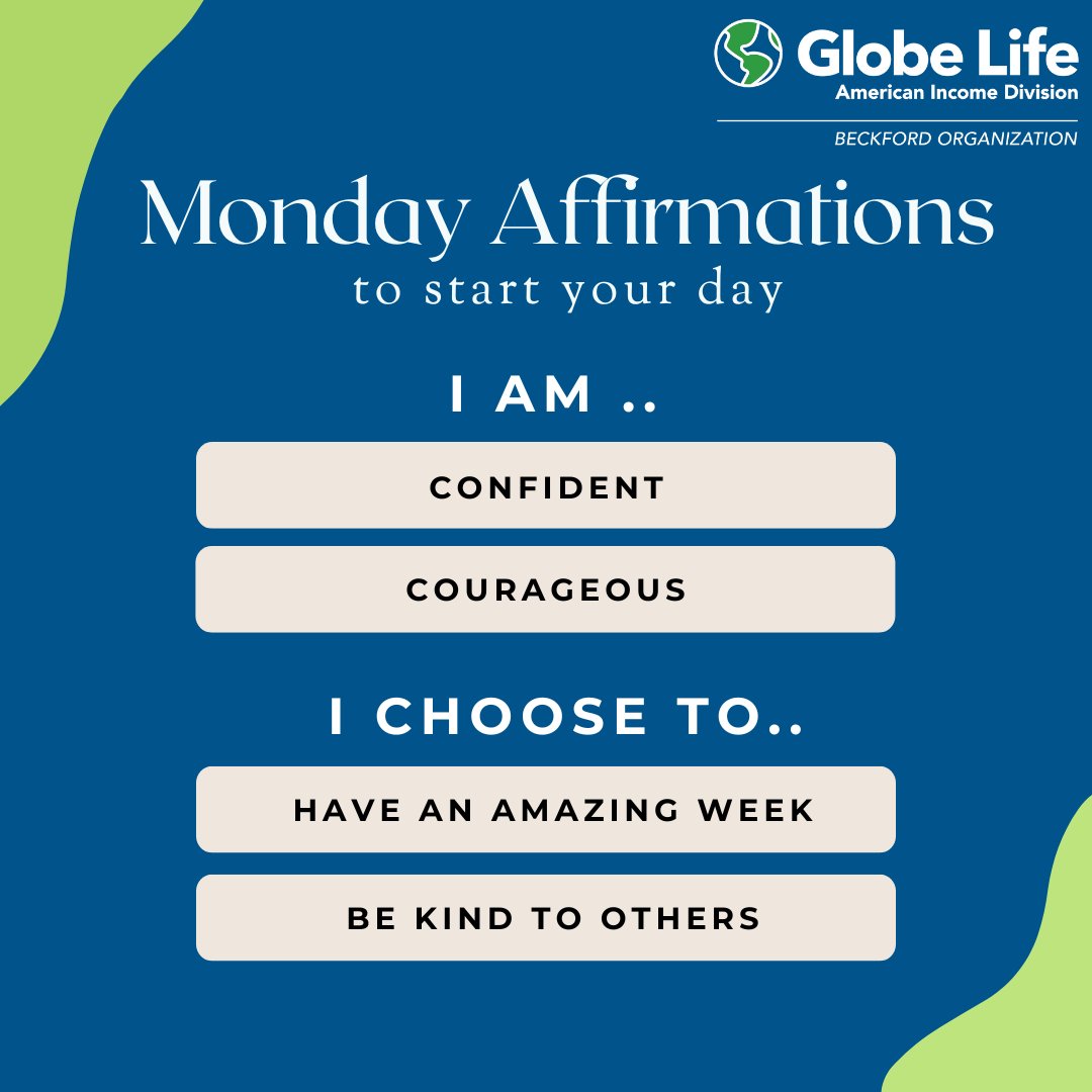 Empower yourself with these affirmations today! Your thoughts and words shape your reality so speak kindly to yourself, and watch your reality transform with positivity and possibility. Happy Monday.
#BeckfordOrg #AffirmationMonday #MindsetMatters #DailyAffirmations