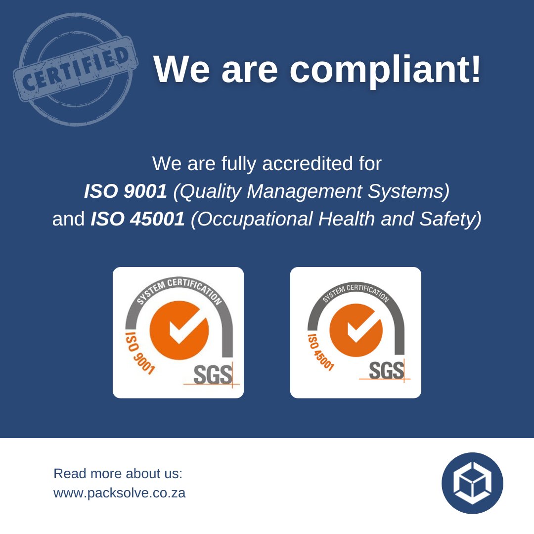 PackSolve's tweet photo. PackSolve is ISO-compliant! ✅

We are ISO 9001 &amp; 45001 accredited to ensure that we improve the quality of our products and services and consistently meet our customers’ expectations.

#QualityManagement #CustomerExperience #healthandsafety #IndustrialPackaging #ExportReady https://t.co/9UcJLdWtoV