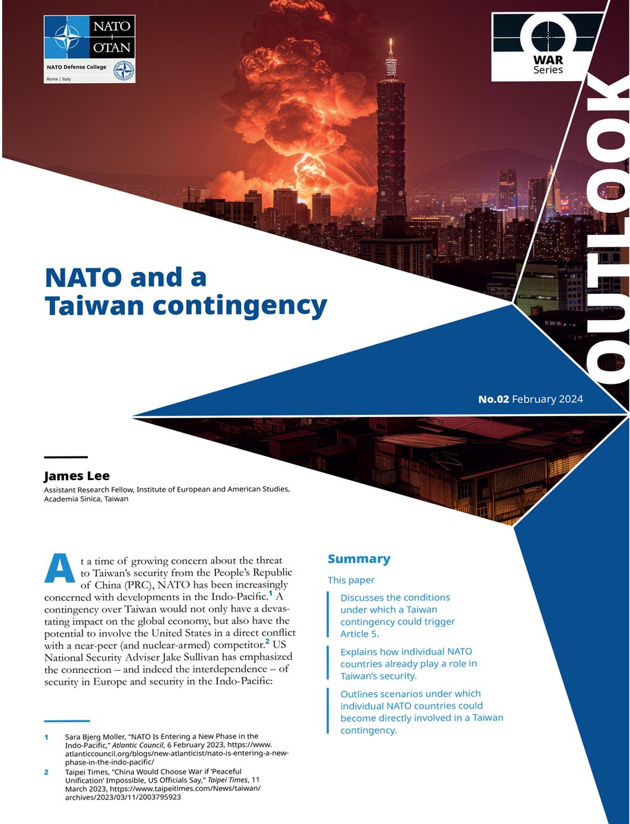 NATO and Taiwan – what would a conflict actually mean for the Alliance? James Lee* looked at it for us. See latest NDC latest publication: ndc.nato.int/news/news.php?… #Research #Engagement *Assistant Research Fellow, Institute European & American Studies, Academia Sinica, Taiwan