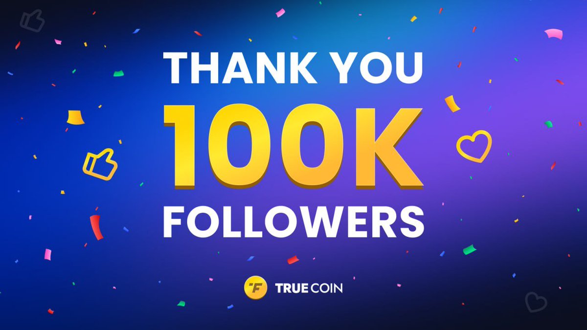 TRUECOIN TWITTER HITS 100K! 🙏 Thanks to each and every one of you for helping us reach 100k strong! 💪 Your support means the world to us and we couldn't have done it without you ❤️ 7️⃣7️⃣7️⃣ SPIN NOW! t.me/true_coin_bot