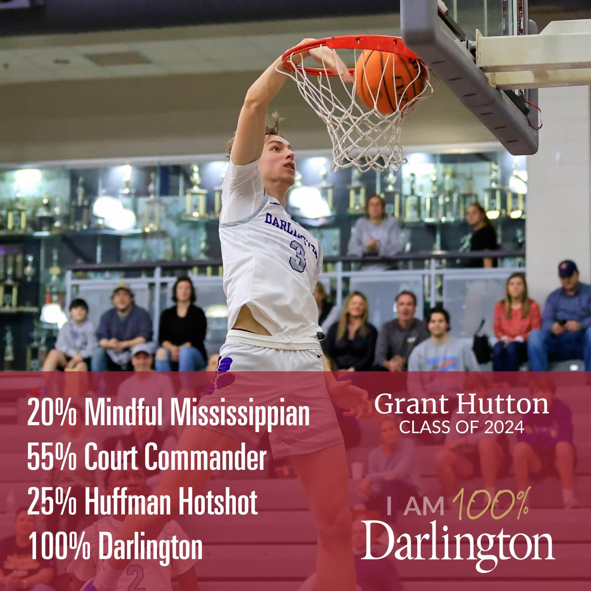 In this #SeniorSpotlight, get to know Grant Hutton, a one-year boarding student from Fulton, Miss., who plays basketball: darlingtonschool.org/6726774

#Dar2024 #SeniorSpotlights