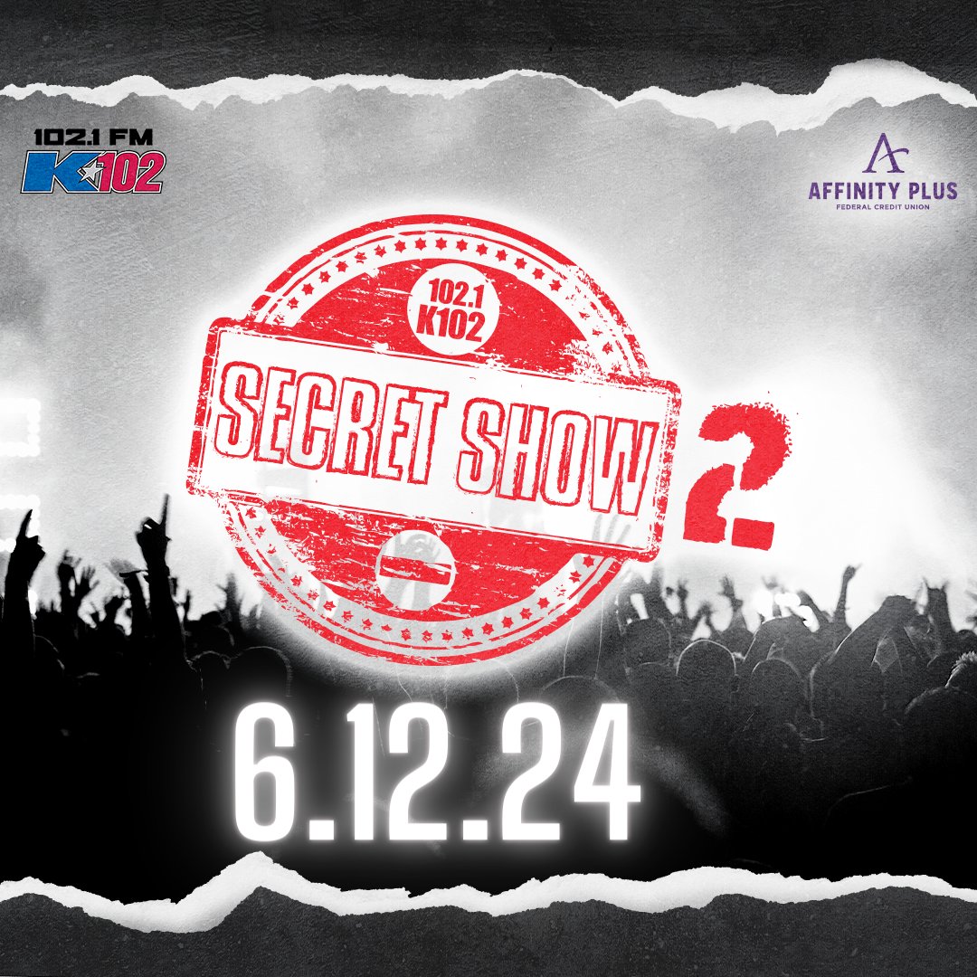 102.1 K102 welcomes SECRET SHOW #2 presented by @Affinity_Plus on Wednesday June 12th at The MYTH. Want to to join us at Secret Show #2? Here is how you can. #K102SecretShow 1. 'LIKE' this post 2. SHARE this post on your social feed 3. Tag your concert buddy 4. Follow K102