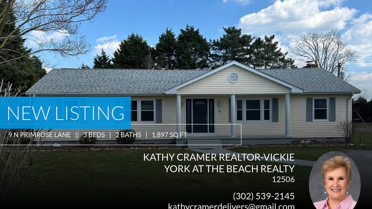 kathycramer's tweet photo. 📍 New Listing 📍 Take a look at this fantastic new property that just hit the market located at 9 N Primrose Lane in Ocean View. Reach out here or at (302) 539-2145 for more information

Kind Regards,
Kathy Crame... https://t.co/PyoN8o6BRM https://t.co/FRqAcCVhXH