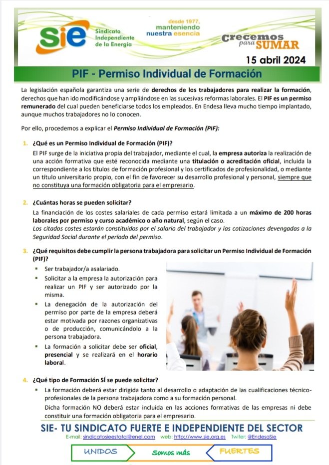 EndesaSie's tweet photo. Adjuntamos nota informativa PIF https://t.co/8VTm61lQzY