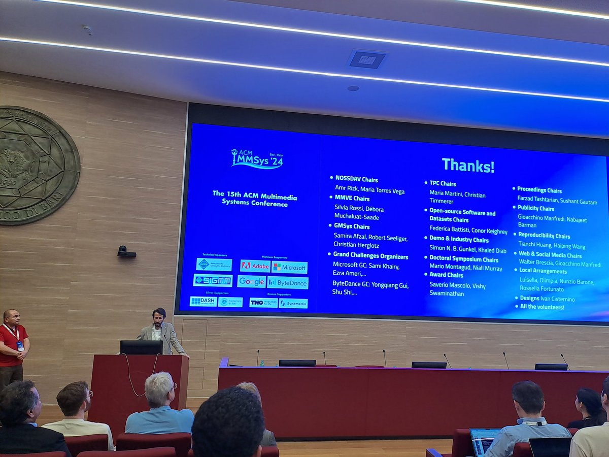 mario_montagud's tweet photo. It's happening! Luca de Cicco @decicco79 and Ali Begen kicking-off #ACM #MMSys24 (@TheOfficialACM @acmmmsys @sigmm), hosted by @PolibaOfficial (#Bari  #Italy) 😀 https://t.co/tezTgfaBnE