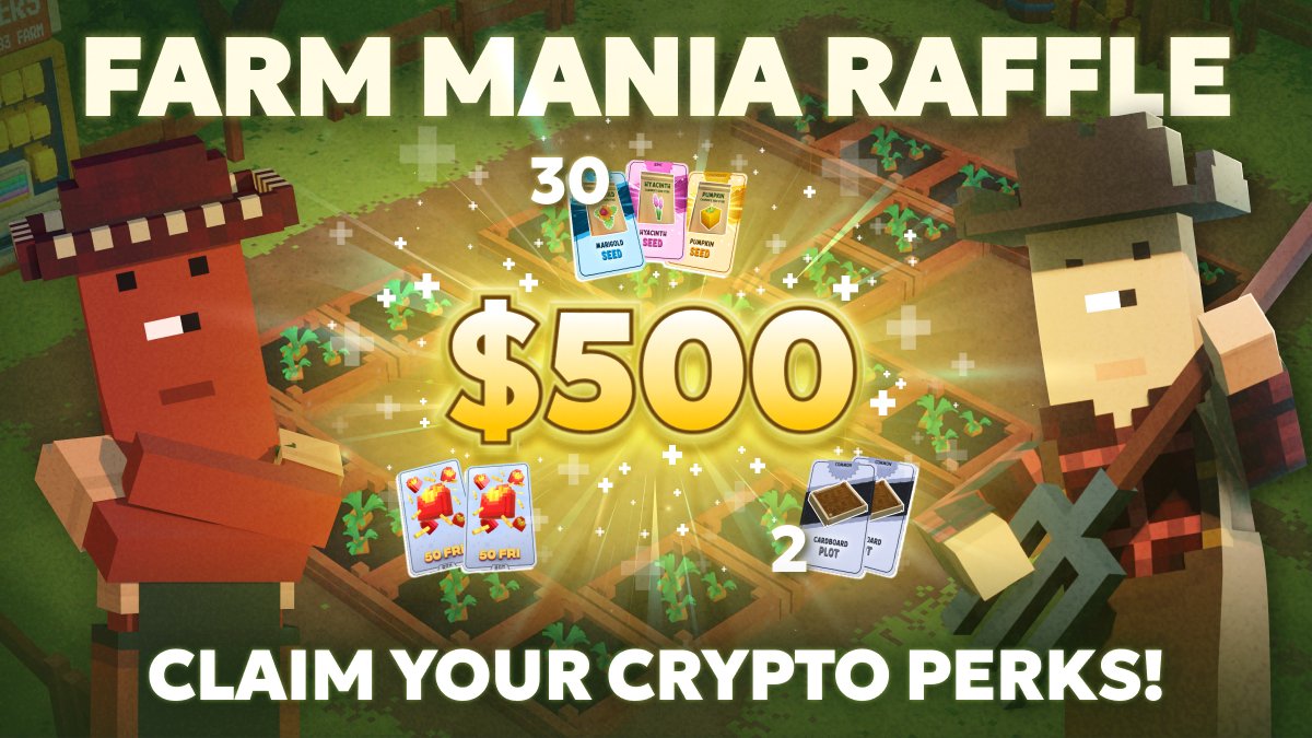 ✨ Farm Mania enchants you with its rewards!🔮🪄 Wanna win a share of... ✨ 5OO USDT 💸 (between 3 winners) ✨ 3 common PLOTS (one per user) ✨ 30 uncommon seeds for 5 winners ✨ 100 $FRI for 5 winners Sharpen your ears 🦻 for the rules: ▫️ Join Chainers, if you haven't