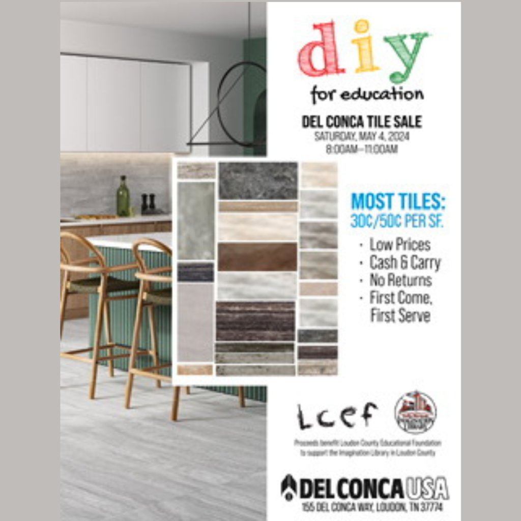 Is there a spring remodel in your future?  Check out this Del Conca tile sale event on May 1 benefitting the Loudon County Education Foundation.