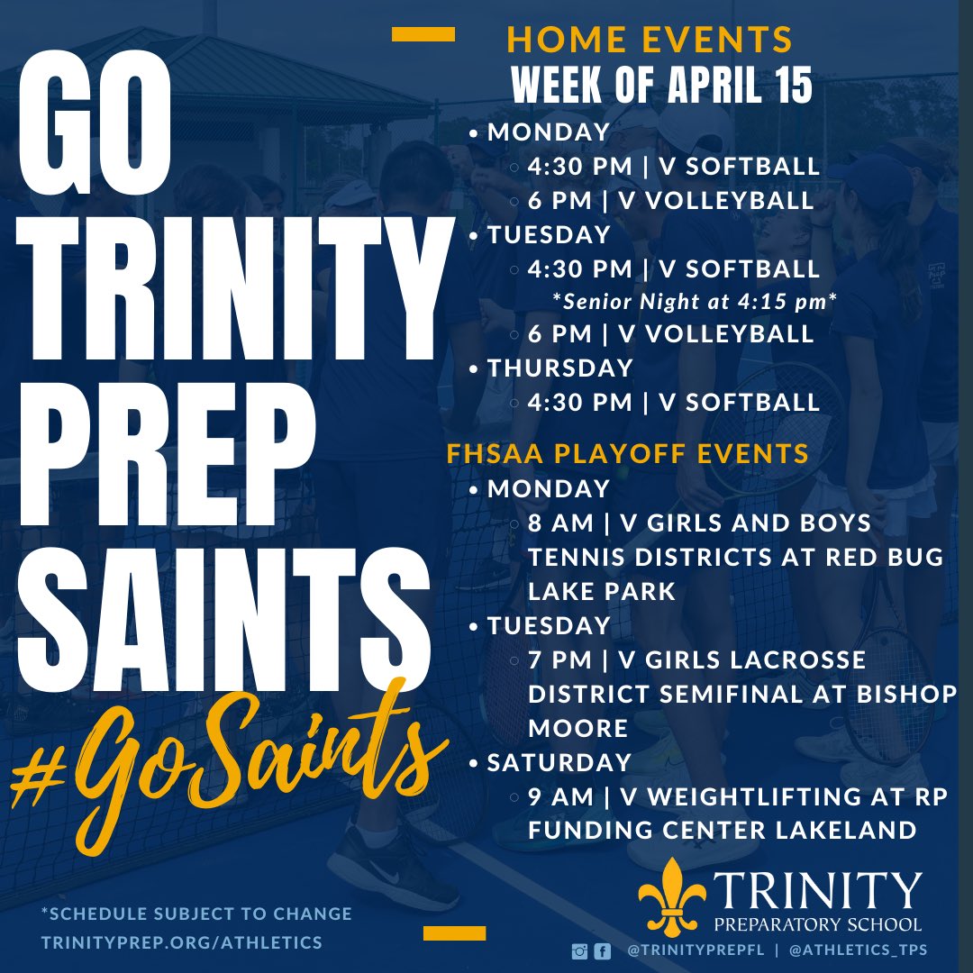 Come out and support our student-athletes and coaches this week! #GoSaints