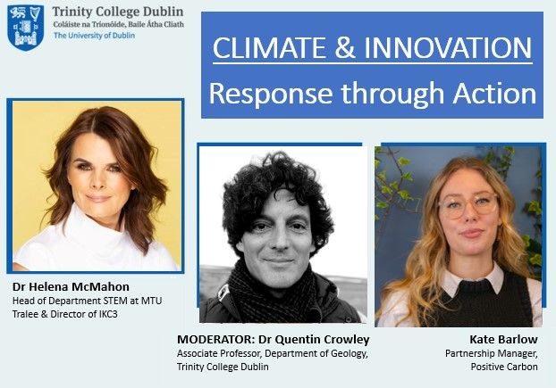 Excited for the 'Climate & Innovation' session this Wednesday 1-2pm! 🌍 Moderated by Prof. @QGPAC , with panellists Dr. @@HelenaPMc & Kate Barlow, we'll explore how innovation drives climate action and sustainable development. Join us! Register here: tcd.ie/engineering/we…