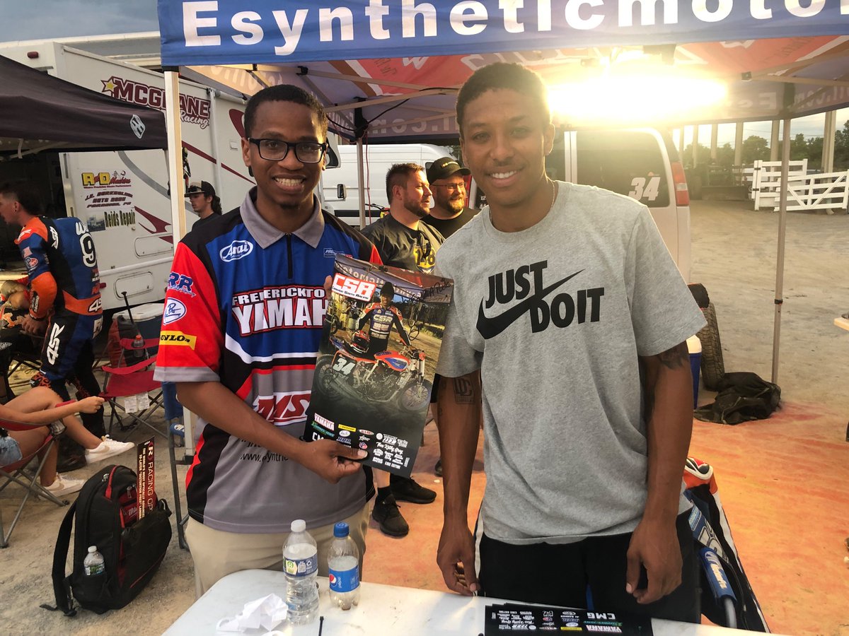 Ethan Poetic gets an autographed poster from Cameron A. Smith, Pro racer.

#ethanpoetic #celebrationoflife  #familygathering #familytime #inspiringbrothers #autograph #professionalflattrackracer #cameronasmith #racerhelmet  #strongtogether #FamilySupport  #autographedposter