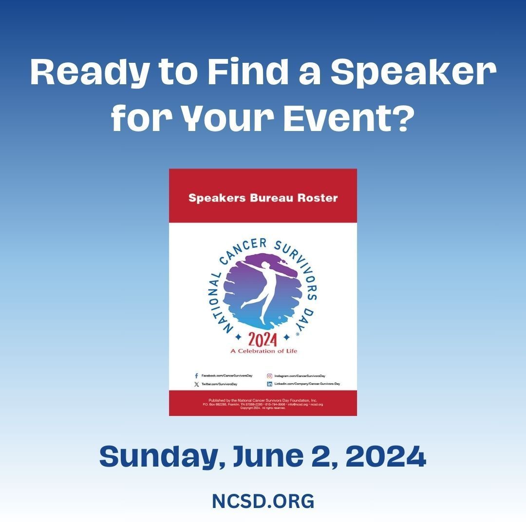 Looking for the Perfect Speaker for Your NCSD Event? Finding a speaker should be the least of your worries. Our Speakers Bureau Roster makes it easy. buff.ly/3T5ALNf #NationalCancerSurvivorsDay #NCSD2024