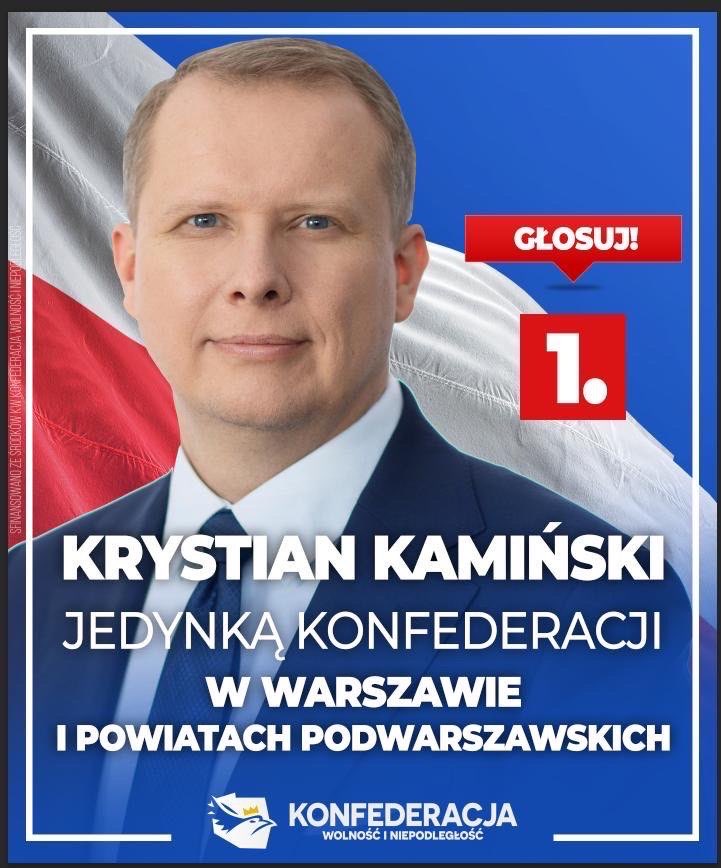 Kandydatem w moim okręgu podwarszawskim, skąd uzyskałam mandat poselski, No. 1 jest Krystian Kamiński! Krystian, masz mój głos! #chcemyżyćnormalnie @RuchNarodowy @KONFEDERACJA_