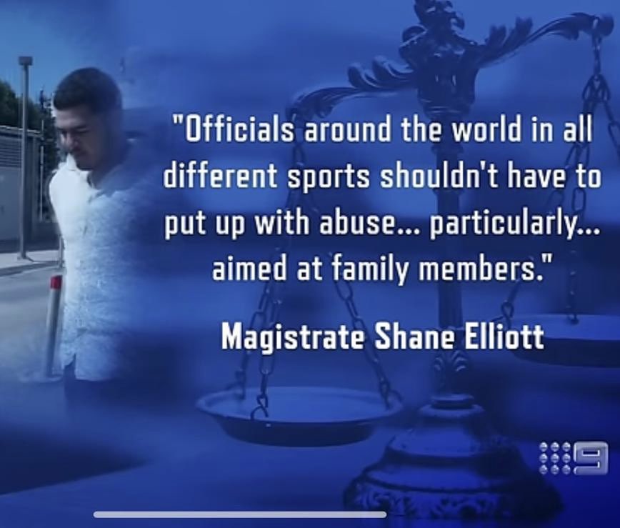 The sentencing remarks below are of the Australian magistrate after the criminal conviction of a man who abused a @rugbyworldcup Referee. I hope people will think twice before sending threatening & abusive online messages if they can see real consequences. m.youtube.com/watch?v=90Nf8S…