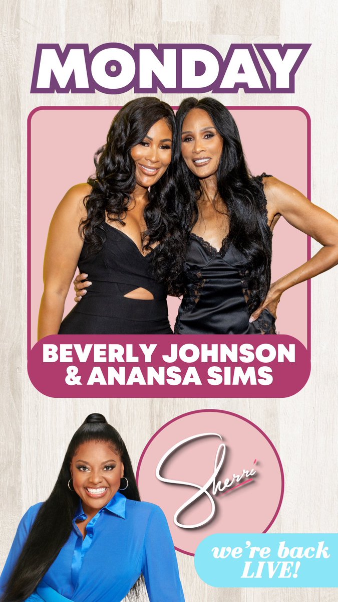 We’re back with supermodel mom and daughter duo @BeverlyJohnson1 and @AnansaSims! #sherri #sherrishowtv @WEtv @sherrieshepherd