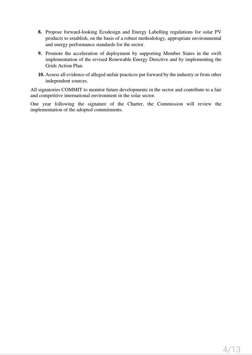 Solar charter signed by the member states in the margins of the informal Energy Council 👇 Commission will intend 'to assess all evidence of alleged unfair practices put forward by the industry or from other independent sources'