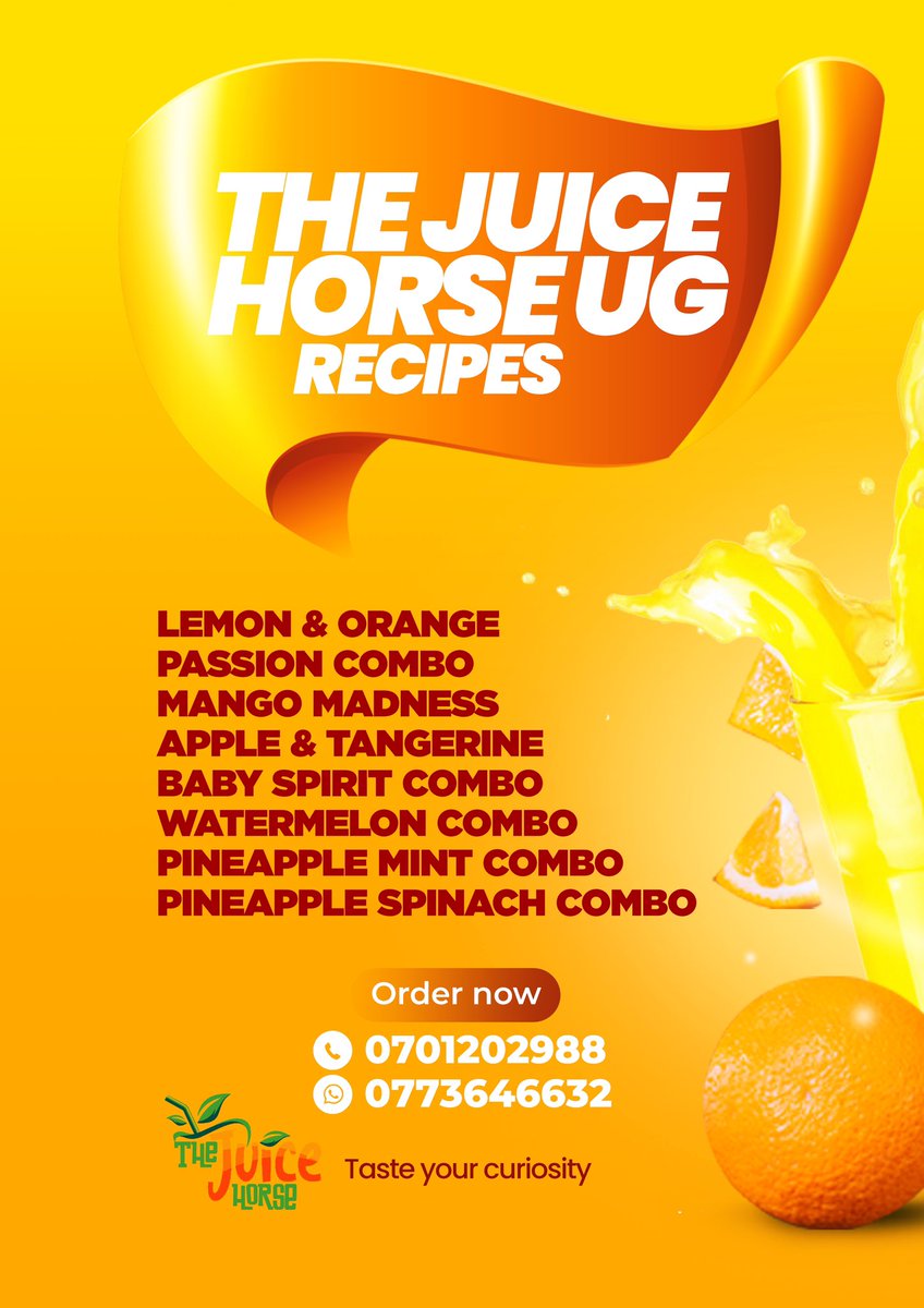 Juice up your life with a sip of juice from #TheJuiceHorseUg straight from fresh fruits and vegetables😋🍹 Call/WhatsApp +256773646632 to order. #TasteYourCuriosity