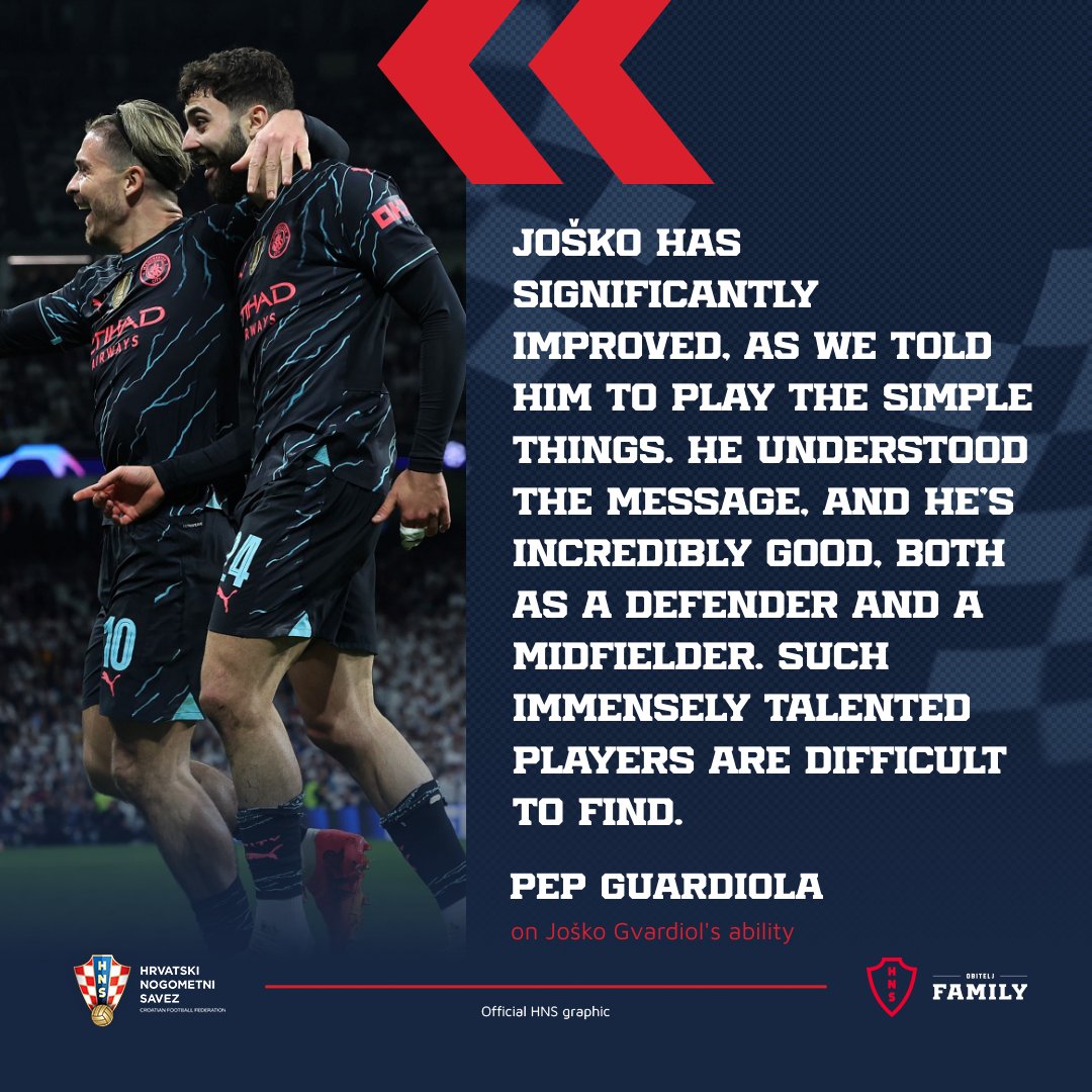 🎙️ @mancity manager Pep Guardiola on @JoskoGvardiol4 👌 #Family #Vatreni❤️‍🔥