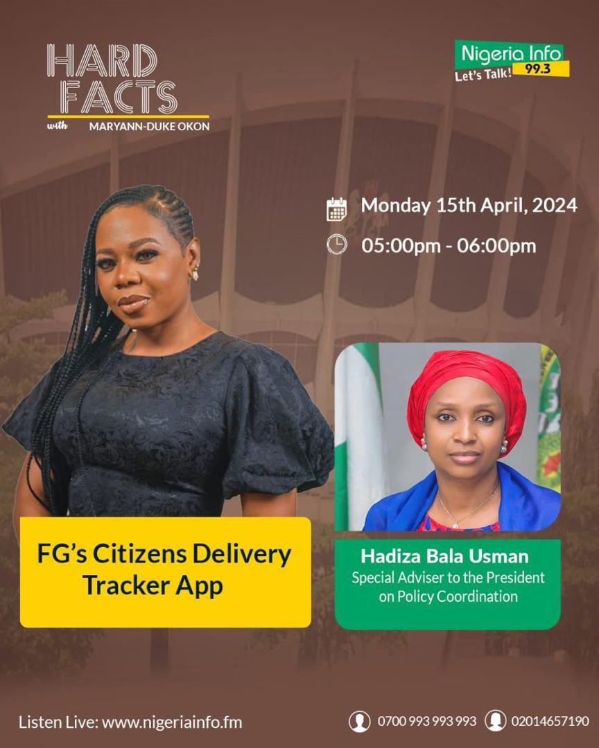 tosino52's tweet photo. Join Haija @hadizabalausman SA Policy Co-ordination to President @officialABAT today on @NigeriainfoFM  Lagos and Online as they take a look at the recently launched @CDCUPolicyFGN  #CitizensTrackerApp .
It promises to be worthy every minute. 

#PBATMeansBiz https://t.co/wH9Nd7ywRo