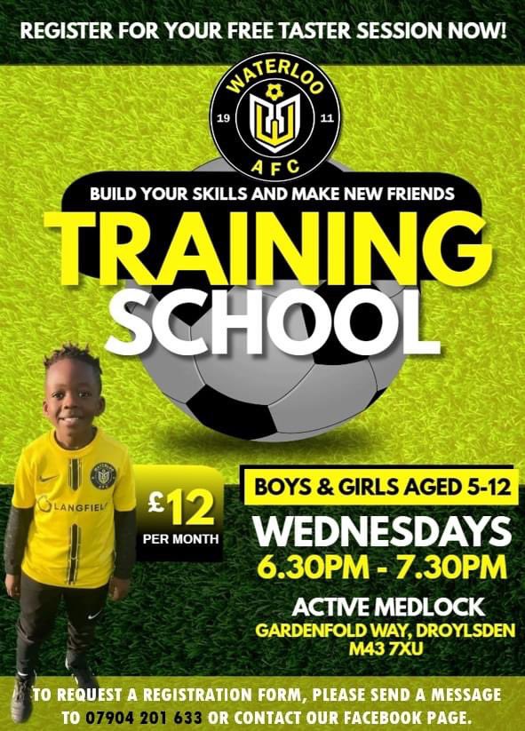 waterlooafc's tweet photo. COME ALONG FOR A FREE TASTER SESSION! ⚽️

Every Wednesday, we are running a training school that is specifically aimed at those that are new to football.

To request a registration form, please send a message to 07904 201 633 or email us at info@waterlooafc.co.uk. https://t.co/tkdIwhfAds