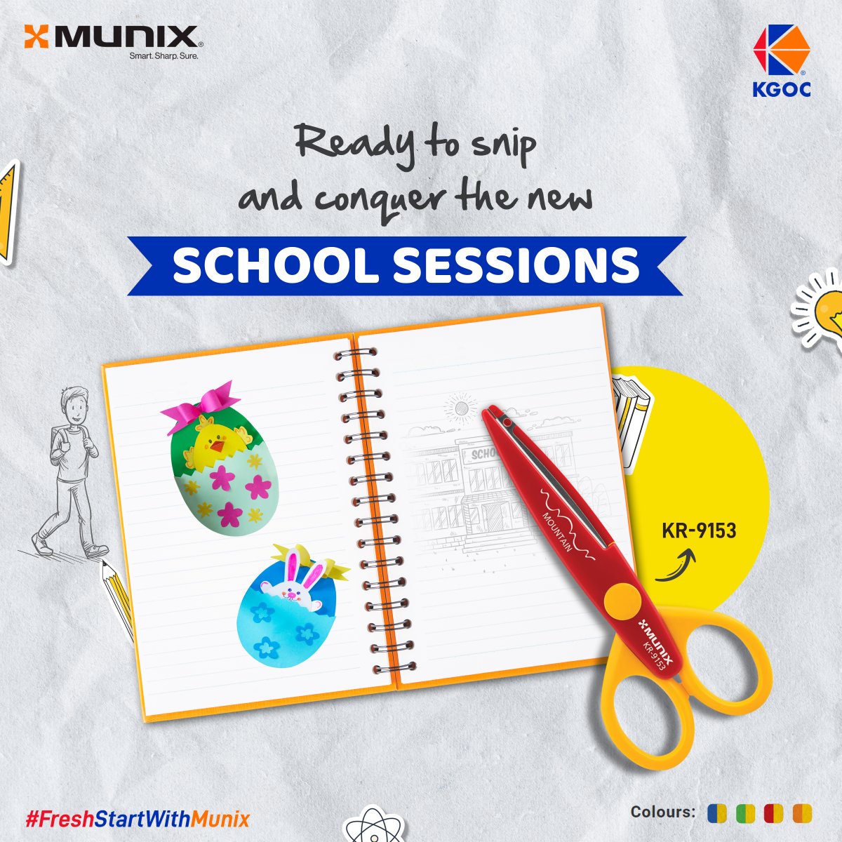 Snip away the old and welcome the new! ✂️✨ 

Get ready for a fresh start with our precision scissors. 

#BackToSchoolReady #NewBeginnings #munix #kgoc