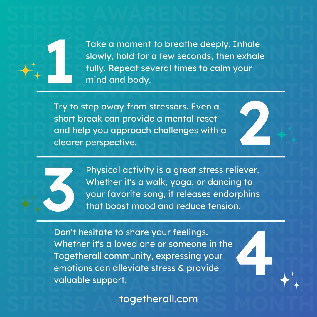 Feeling stressed? @Togetherall's got you covered. 

This #StressAwarenessMonth, discover 4 stress-busting tips and join the supportive community at togetherall.com

Togetherall is available to all @MarinoInstitute students and free to join.