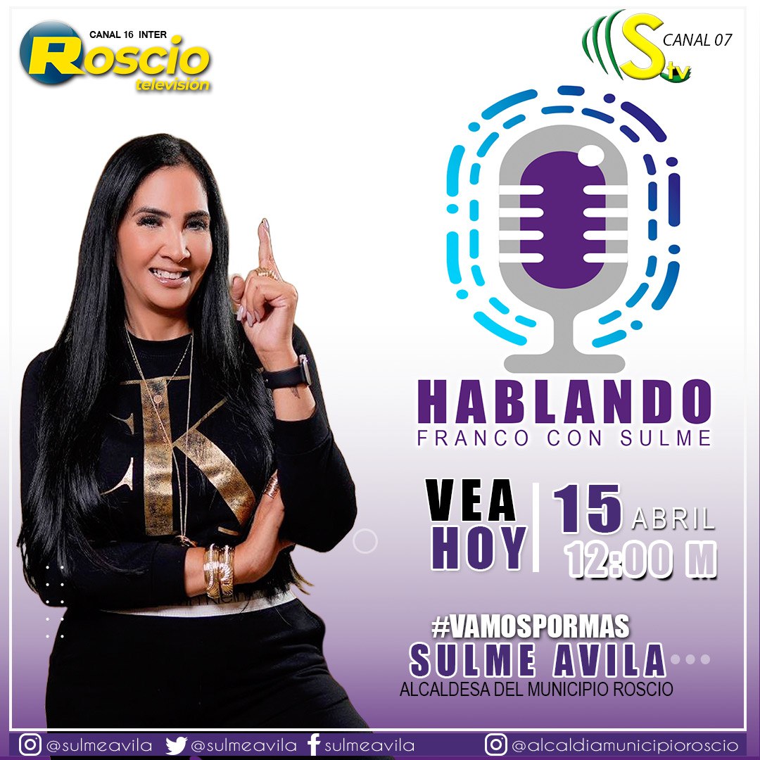 sulmeavila's tweet photo. #15Abril Feliz Inicio de Semana, hoy arrancamos la semana informando, así que te espero hoy a las 12M por @rosciotv para que estés al tanto de todos los trabajos que la Alcaldía de Roscio viene realizando. #TrabajandoMásQueHablando https://t.co/cgS07LsvYS